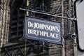 Dr Johnsons birthplace sign, Lichfield, England.