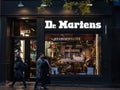 Dr Martens logo on their main shop for Montreal, Quebec. Dr Martens is a British footwear, shoes and apparel company