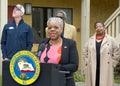Dr Mayfield, Deputy Mayor of Oakland, speaking at a Press Conf about the Home Key Housing Program