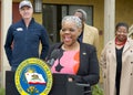 Dr Mayfield, Deputy Mayor of Oakland, speaking at a Press Conf about the Home Key Housing Program