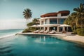 A 4DR quality image of a luxurious beachfront villa with a private pool Royalty Free Stock Photo