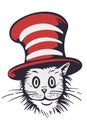 Dr Seuss cat in the hat. Hat, mustaches. Vector