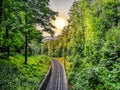 Drachenfels Railway Germany amidst trees against cityscape Royalty Free Stock Photo