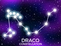 Draco constellation. Starry night sky. Cluster of stars and galaxies. Deep space. Vector