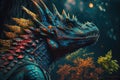 Dracorex Colorful Dangerous Dinosaur in Lush Prehistoric Nature by Generative AI