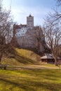 Dracula Bran medieval castle, sunset view, Romania Royalty Free Stock Photo