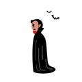 Dracula cartoon character for decorating Halloween night party flat vector illustration isolated on white background. Happy Royalty Free Stock Photo