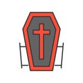 Dracula coffin, Halloween related icon, filled outline design ed