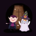 Dracula ghost and coffin halloween