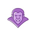 Dracula icon Vampire badge. Colorful flat Halloween icon. Thin line art design, Vector illustration