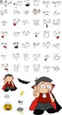 Happy Dracula kid expressions cartoon hallooween set