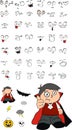 Happy Little Dracula kid expressions cartoon hallooween set