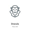 Dracula outline vector icon. Thin line black dracula icon, flat vector simple element illustration from editable fairy tale Royalty Free Stock Photo