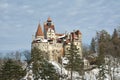 Dracula`s Bran Castle in winter season. Royalty Free Stock Photo