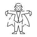 Dracula vampire line icon, bat and halloween, creature sign, vector graphics, a linear pattern on a white background, eps 10.