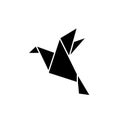 Origami black bird icon vector simple design