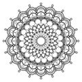 Round mandala pattern. Coloring book page for kids and adults. Royalty Free Stock Photo