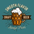 Draft Beer Logo Label Design With A Mug Or A Krug Of Beer With