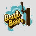 Draft Beer Tap With Foam Poster Design For Promotion.