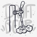 Draft Beer Tap Froth Foam Beverage Hand Drawn Vector Design On A White Background Royalty Free Stock Photo