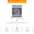 Draft, engineering, process, prototype, prototyping Business Flow Chart Design with 3 Steps. Glyph Icon For Presentation Royalty Free Stock Photo