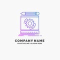 Draft, engineering, process, prototype, prototyping Purple Business Logo Template. Place for Tagline