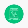 Draft, engineering, process, prototype, prototyping White Line Icon in Circle background. vector icon illustration