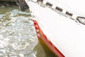 Draft marks on a ship`s bow, waterline Royalty Free Stock Photo