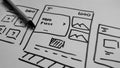 Draft sketch drawing template layout framework wireframe. Royalty Free Stock Photo