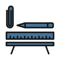 Draft Tools line isolated vector icon can be easily modified and edit