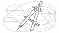 Drafting Compass with Geometric Construction Lines, vector design Generative AI Royalty Free Stock Photo