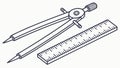 Drafting Compass and Ruler Tools, vector design Generative AI Royalty Free Stock Photo