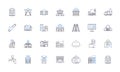 Drafting line icons collection. Blueprinting, Designing, Sketching, Engineering, Constructing, Planning, Diagramming