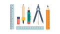 Drafting and Measuring Tools: Ruler, Compass, Pencils, Technical Vector, vector design Generative AI Royalty Free Stock Photo