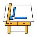 drafting table architectural drafter icon color illustration