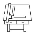 drafting table architectural drafter line icon vector illustration
