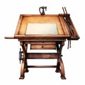 Traditional Wooden Drafting Table With Classic Design Elements Royalty Free Stock Photo