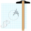 Drafting tools square compass engineering