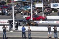 Drag competitors on the track at the starting line