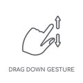 Drag Down gesture linear icon. Modern outline Drag Down gesture