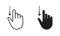 Drag Down, Hand Finger Swipe Line and Silhouette Black Icon Set. Pinch Screen, Rotate Touch Screen Pictogram. Gesture