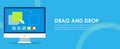 Drag and drop banner. Computer with the program Royalty Free Stock Photo