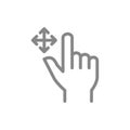 Drag flick with two fingers line icon. Multi touch screen gestures symbol