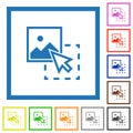 Drag image to upload flat framed icons