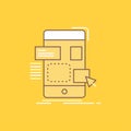 drag, mobile, design, ui, ux Flat Line Filled Icon. Beautiful Logo button over yellow background for UI and UX, website or mobile