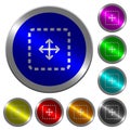 Drag object luminous coin-like round color buttons Royalty Free Stock Photo