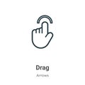 Drag outline vector icon. Thin line black drag icon, flat vector simple element illustration from editable arrows concept isolated Royalty Free Stock Photo