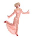 Drag Queen in Pink Evening Dress Performing Royalty Free Stock Photo