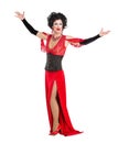 Drag Queen in Red Evening Dress Performing