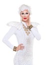 Drag Queen in White Dress Performing Royalty Free Stock Photo